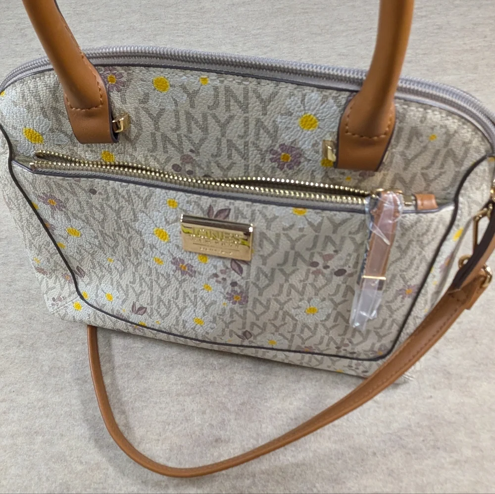 *NEW* JNY Cream Daisy Spring Dome Handbag Purse Detachable Shoulder Strap Medium - Picture 4 of 11